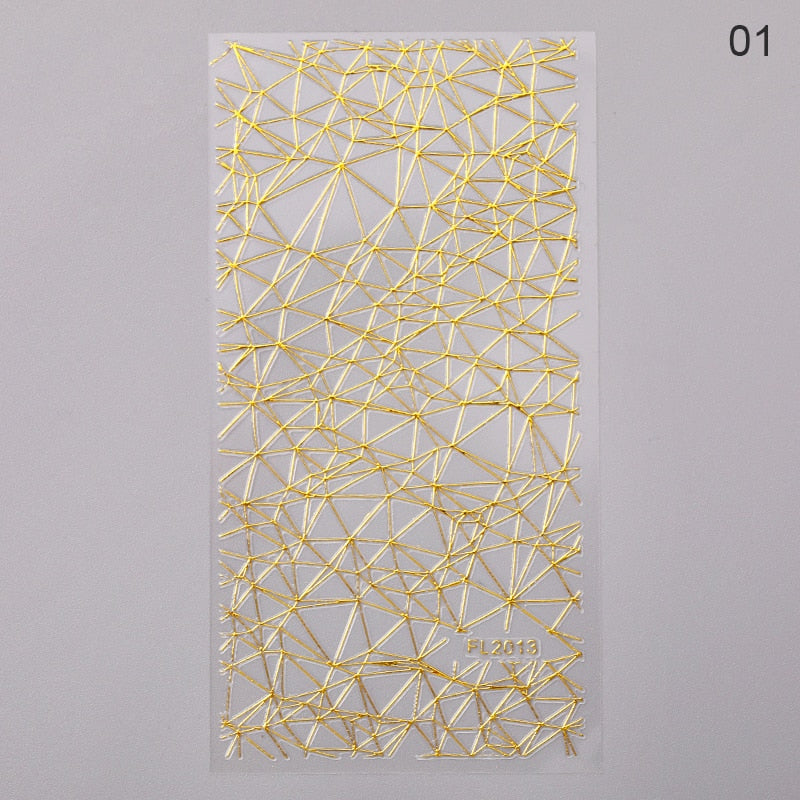 1PC Silver Gold Lines Stripe 3D Nail Sticker Geometric Waved Star Heart Self Adhesive Slider Papers Nail Art Transfer Stickers 0 DailyAlertDeals style 28  