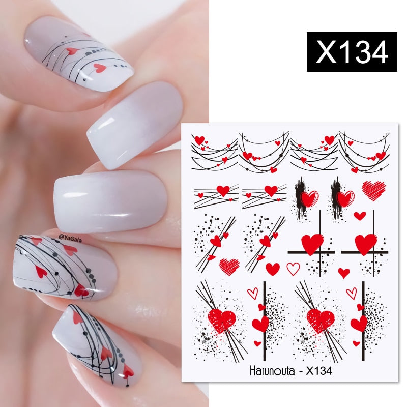 Harunouta Valentine's Day Love Heart Pattern Water Decals Stickers Christmas Snowflakes Design Slider For Nails Art Decoration 0 DailyAlertDeals X134  