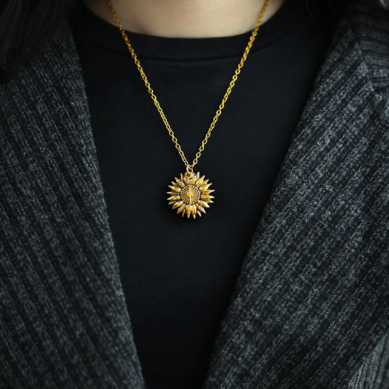 You Are My Sunshine Necklaces For Women Men Lover Gold Color Sunflower Necklace Pendant Jewelry Birthday Gift For Girlfriend Mom Sunflower necklace for her DailyAlertDeals   