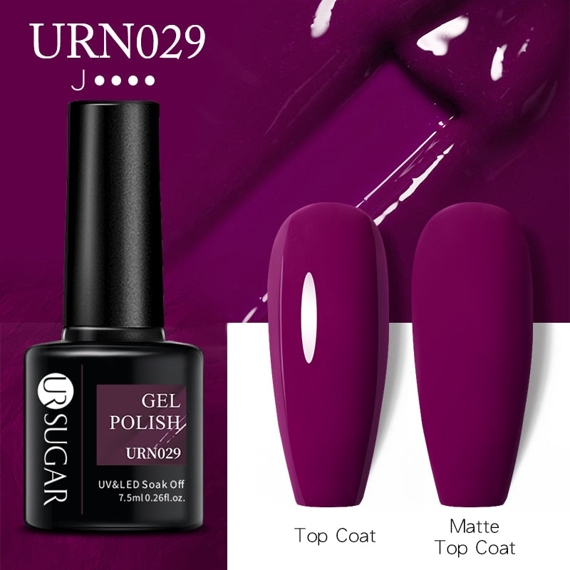 UR SUGAR 7.5ml Dark Purple Gel Nail Polish Soak Off UV LED Semi Permanent Gel Varnishes Manicure Nails Art Matte Top Coat Needed nail polish DailyAlertDeals URN029  