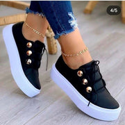 White Shoes Women 2022 Fashion Round Toe Platform Shoes Size 43 Casual Shoes Women Lace Up Flats Women Loafers Zapatos Mujer 0 DailyAlertDeals   