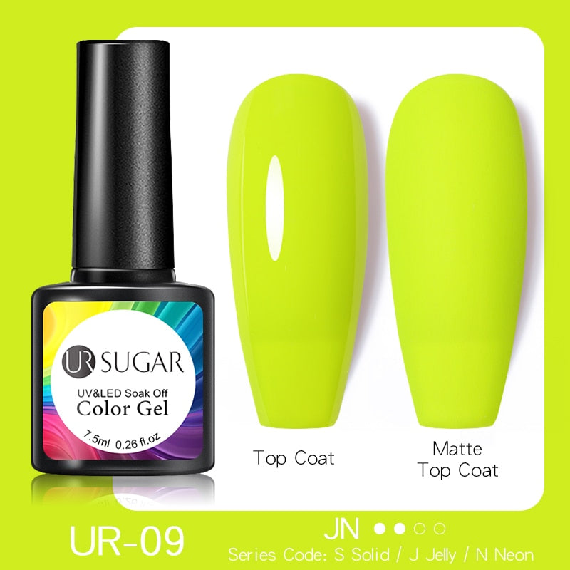 UR SUGAR Fluorescent Gel Nail Polish Neon Yellow Green Blue Color Gel Soak Off UV Nail Gel Varnish For Nail Art Top Coat Neon Fluorescent Gel Nail Polish DailyAlertDeals neon 9  