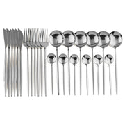 24pcs Black Western Dinnerware Set Stainless Steel Cutlery Set Fork Knife Spoon Tableware Set Flatware Set Silverware Set  DailyAlertDeals China 24pcs Silver 