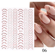 The New Heart Love Design Gold Sliver 3D Nail Art Sticker English Letter French Striping Lines Trasnfer Sliders Valentine Decor Nail Stickers DailyAlertDeals 12  
