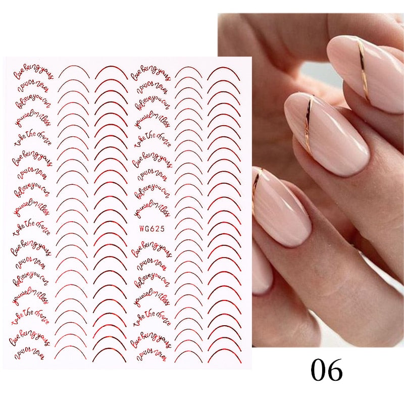 The New Heart Love Design Gold Sliver 3D Nail Art Sticker English Letter French Striping Lines Trasnfer Sliders Valentine Decor 0 DailyAlertDeals 12  