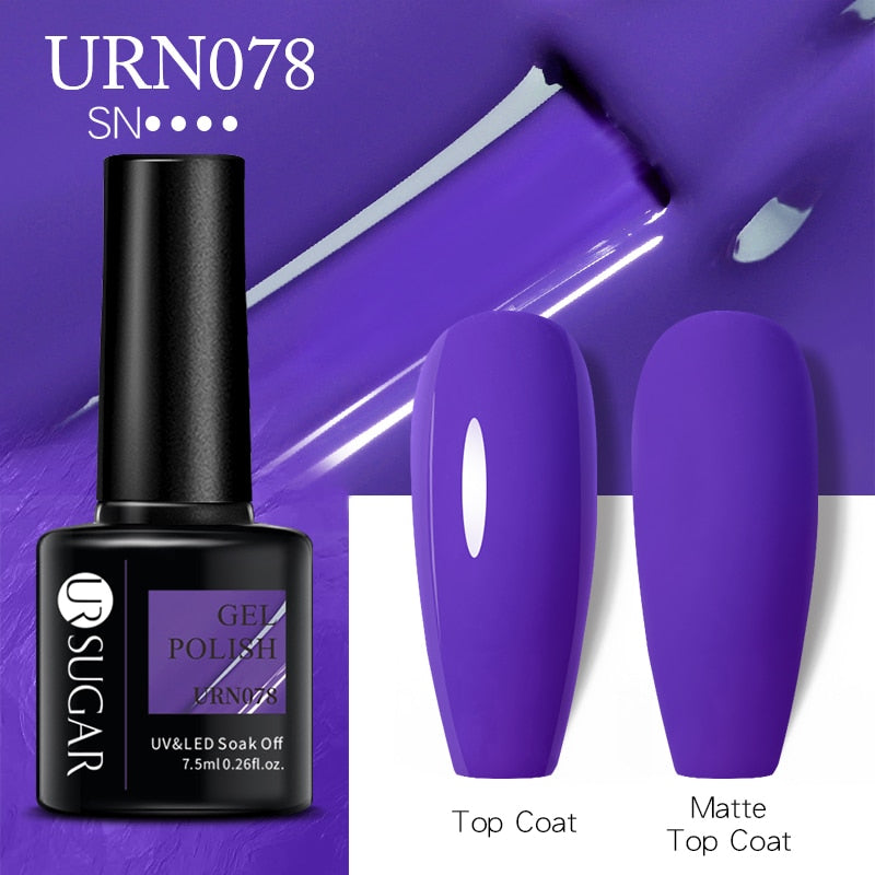 UR SUGAR 7.5ml Dark Purple Gel Nail Polish Soak Off UV LED Semi Permanent Gel Varnishes Manicure Nails Art Matte Top Coat Needed nail polish DailyAlertDeals URN078  