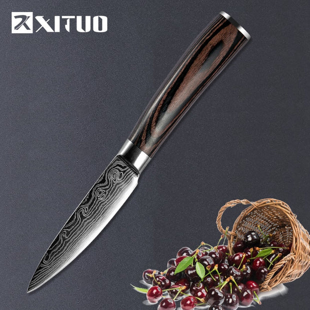 XITUO 1-5PCS set Chef Knife Japanese Stainless Steel Sanding Laser Pattern Knives Professional Sharp Blade Knife Cooking Tool 0 DailyAlertDeals 3.5inch Paring knife China 