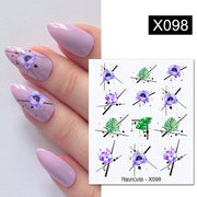 Harunouta  1Pc Spring Water Nail Decal And Sticker Flower Leaf Tree Green Simple Summer Slider For Manicuring Nail Art Watermark 0 DailyAlertDeals X098  