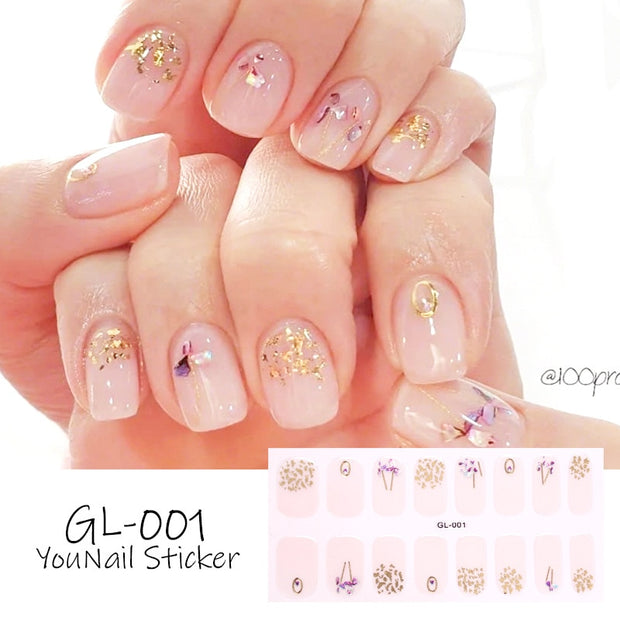16 Tips/Sheet Glitter Series Shiny Manicure Decoracion Designed Nail Art Stickers 2020 Nail Decoration Nail Wraps Shiny Decal stickers for nails DailyAlertDeals GL-001  