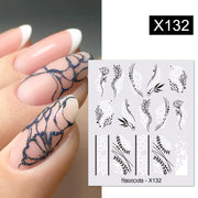 Harunouta French Black White Geometrics Pattern Water Decals Stickers Flower Leaves Slider For Nails Spring Summer Nail Design Nail Stickers DailyAlertDeals X132  