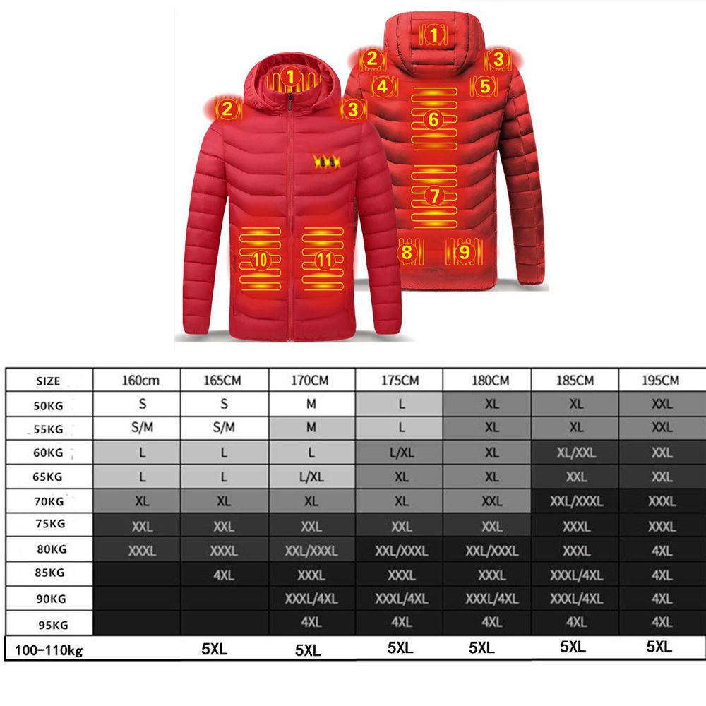 2021 NWE Men Winter Warm USB Heating Jackets Smart Thermostat Pure Color Hooded Heated Clothing Waterproof  Warm Jackets 0 DailyAlertDeals   