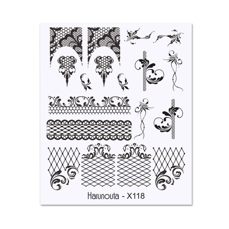Harunouta Valentine Love Heart Line Dsign Water Nail Stickers Gold Black Leaves Flower Geometrics Slider For Nail Art Decoration Nail Stickers DailyAlertDeals X118  