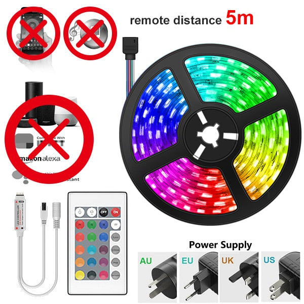 5M-30M WIFI LED Strip Lights Bluetooth 10MRGB Led light 5050 SMD Flexible 25M Waterproof 2835 Tape Diode DC WIFI Control+Adapter  DailyAlertDeals IR control 2835 NON Waterproof China|5M