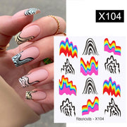 Harunouta Marble Blooming 3D Nail Sticker Decals Flower Leaves Transfer Water Sliders Abstract Geometric Lines Nail Watermark Nail Stickers DailyAlertDeals X104  