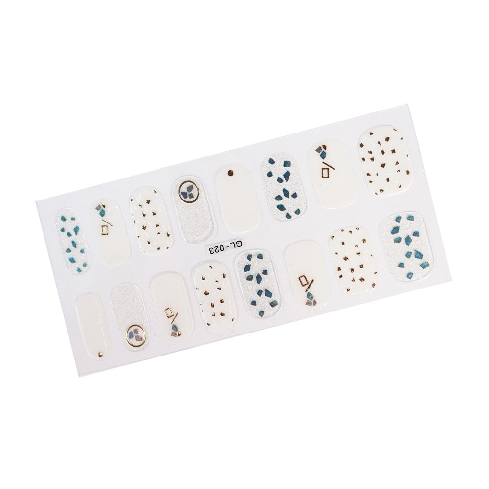16 Tips/Sheet Glitter Series Shiny Manicure Decoracion Designed Nail Art Stickers 2020 Nail Decoration Nail Wraps Shiny Decal stickers for nails DailyAlertDeals GL-023  