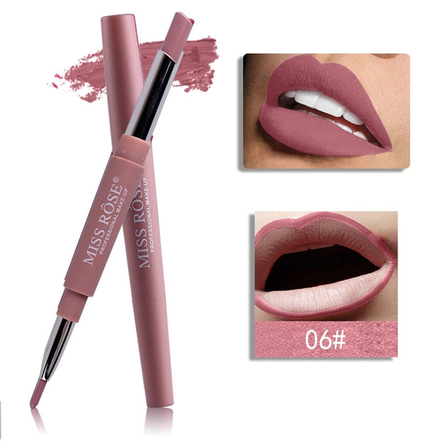 8 Color Matte Lipstick Lip Liner 2 In 1 Brand Makeup Lipstick Matte Durable Waterproof Nude Red Lipstick Lips Make Up Matte Lipstick DailyAlertDeals   