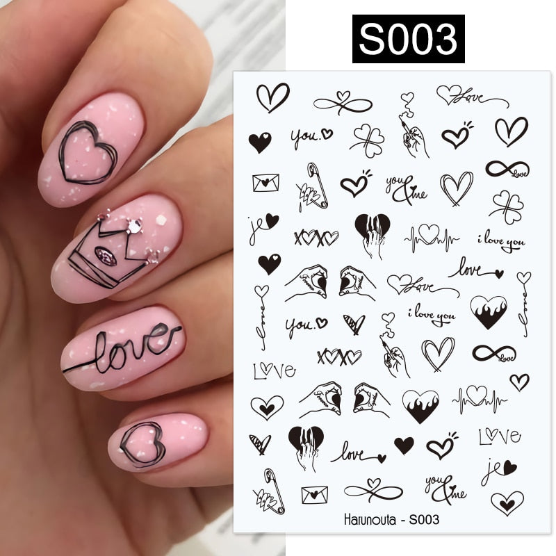 Harunouta 2022 NEW Gold Bronzing Slider Nail Art 3D Decals Decoration Flower Leaves Nail Art Sticker DIY Manicure Transfer Decal Nail Stickers DailyAlertDeals S003  