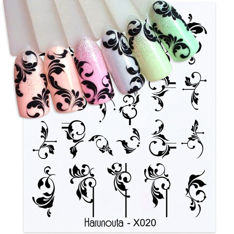 Harunouta French Flower Vine Water Decals Spring Summer Leopard Alphabet Leaves Charms Sliders Nail Art Stickers Decorations Tip Nail Stickers DailyAlertDeals   
