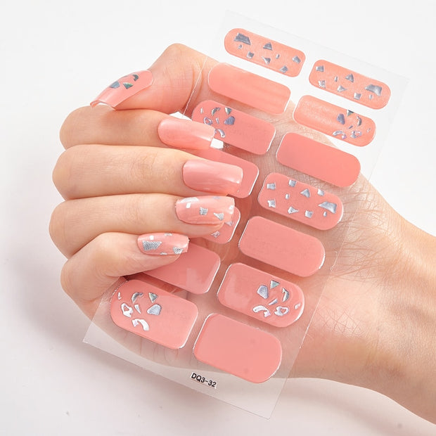 Four Sorts 0f Nail Stickers Nails Art Decoration Manicure Shiny Nail Decoration Decals Plain Stickers Nail Accesoires Women nail decal sticker DailyAlertDeals DQ3-32  