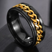 Cool Stainless Steel Rotatable Men Couple Ring High Quality Spinner Chain Rotable Rings Punk Women Man Jewelry for Party Gift 0 DailyAlertDeals 6 Black and Gold 