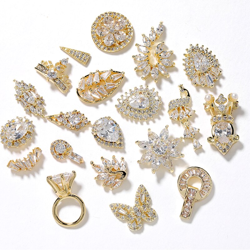 5 pieces 3D metal Zircon Nail art decorations Butterfly rhinestones nail art jewelry alloy zircon tassel pendant nail accessory Nail Rhinestones Jewelry DailyAlertDeals   