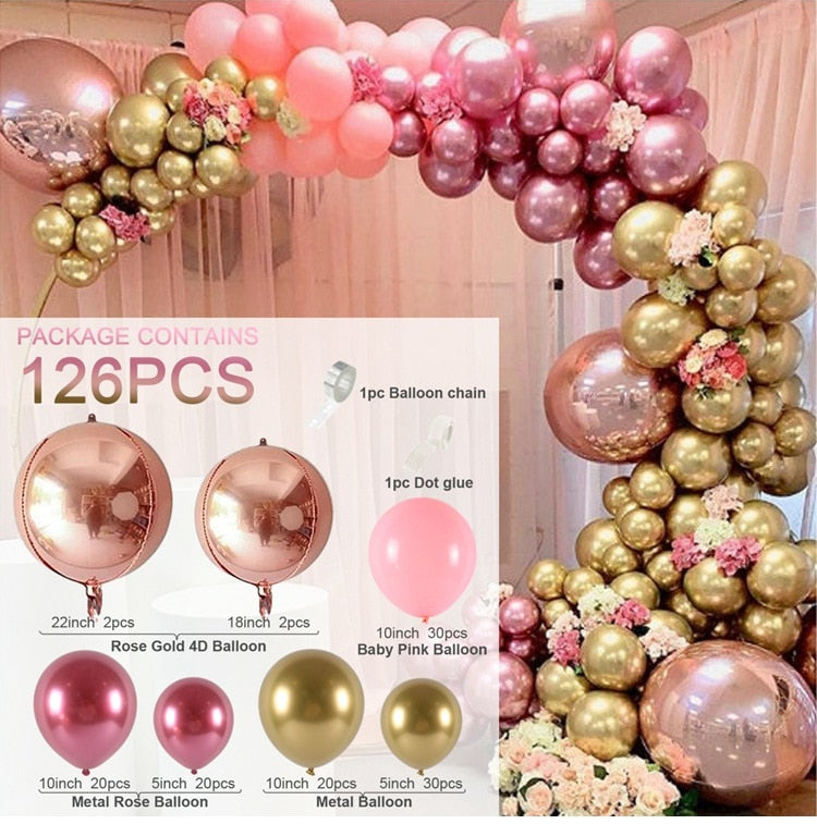 Pink Balloon Garland Arch Kit Birthday Party Decorations Kids Birthday Foil White Gold Balloon Wedding Decor Baby Shower Globos Balloons Set for Birthday Parties DailyAlertDeals 9 AS SHOWN 