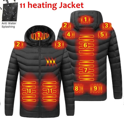 2021 NWE Men Winter Warm USB Heating Jackets Smart Thermostat Pure Color Hooded Heated Clothing Waterproof  Warm Jackets 0 DailyAlertDeals   