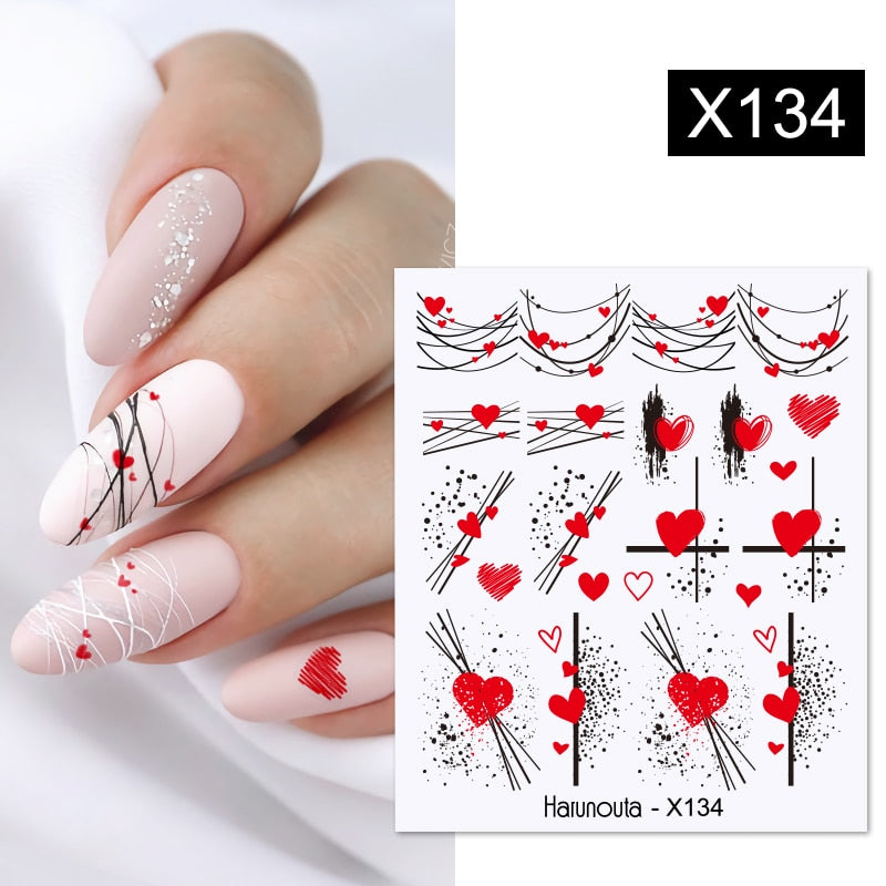 Harunouta French Black White Geometrics Pattern Water Decals Stickers Flower Leaves Slider For Nails Spring Summer Nail Design Nail Stickers DailyAlertDeals X134  