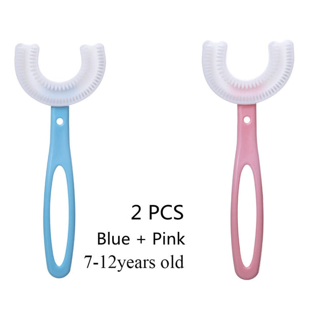 Toothbrush Children 360 Degree U-shaped Child Toothbrush Teethers Brush Silicone Kids Teeth Oral Care Cleaning baby teether DailyAlertDeals 2pcs 5  