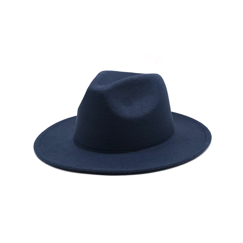 Autumn Winter Womens Felt Hat Fedoras Big Brim Hats For Women British Style Vintage Church Hats Lady Flat Brim White jazz cap 0 DailyAlertDeals 6 56-58cm 