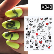 Harunouta Abstract Lady Face Water Decals Fruit Flower Summer Leopard Alphabet Leaves Nail Stickers Water Black Leaf Sliders Nail Stickers DailyAlertDeals 19  