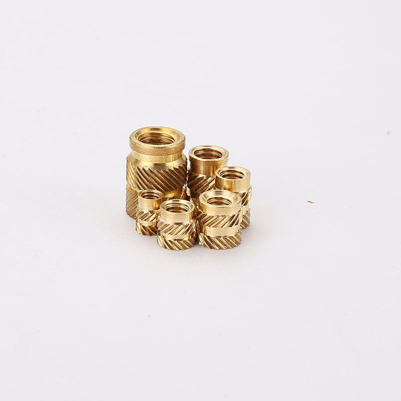 Brass Hot Melt Inset Nuts Heating Molding Copper Thread Inserts Nut SL-type Double Twill Knurled Injection Brass Nut M2M3 100Pcs Nut DailyAlertDeals   