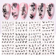 12 Designs Nail Stickers Set Mixed Floral Geometric Nail Art Water Transfer Decals Sliders Flower Leaves Manicures Decoration 0 DailyAlertDeals 08  