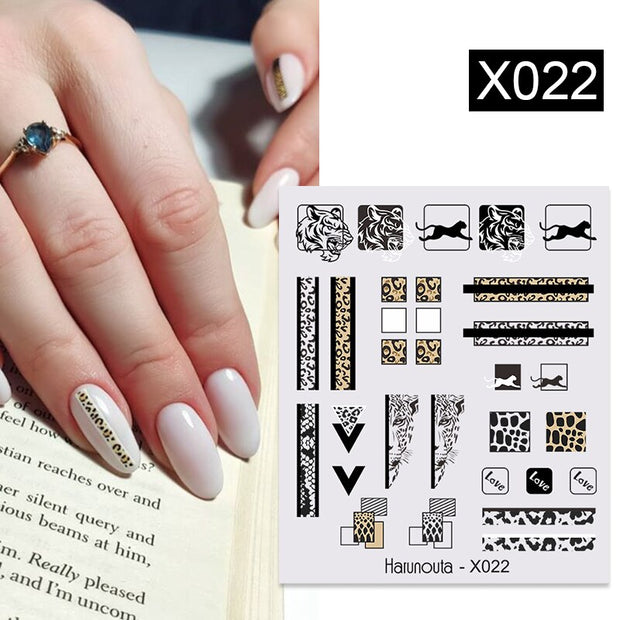Harunouta Abstract Lady Face Water Decals Fruit Flower Summer Leopard Alphabet Leaves Nail Stickers Water Black Leaf Sliders 0 DailyAlertDeals 24  