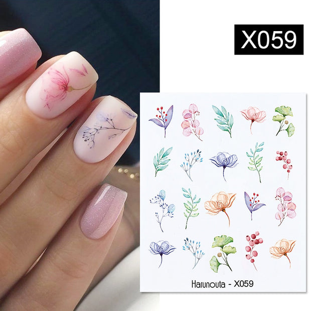 Harunouta Marble Blooming 3D Nail Sticker Decals Flower Leaves Transfer Water Sliders Abstract Geometric Lines Nail Watermark Nail Stickers DailyAlertDeals X059  