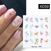 1Pc Spring Water Nail Decal And Sticker Flower Leaf Tree Green Simple Summer DIY Slider For Manicuring Nail Art Watermark 0 DailyAlertDeals X059  