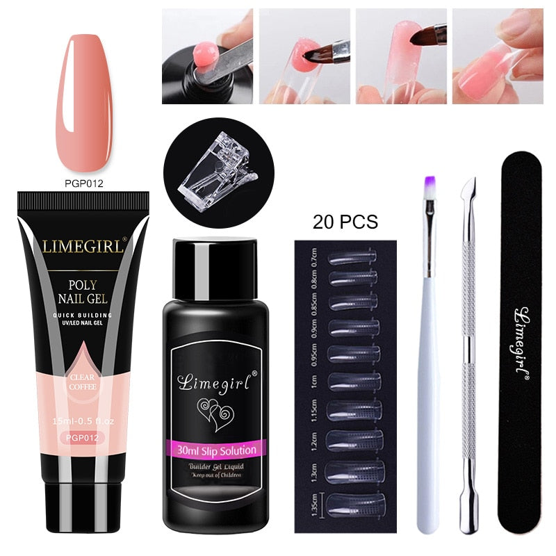 Poly gels Set for nail Extension Manicure Acryl Gel Varnish Set 15ML Poly gels Poly Nail Kit UV Gel Kit Poly gels Set for nail Extension DailyAlertDeals ZH119-PGP012 China 