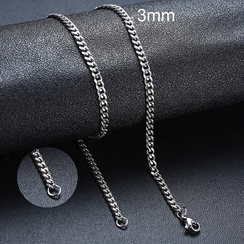 Vnox Cuban Chain Necklace for Men Women, Basic Punk Stainless Steel Curb Link Chain Chokers,Vintage Gold Tone Solid Metal Collar 0 DailyAlertDeals 3mm Silver Cuban 45cm 