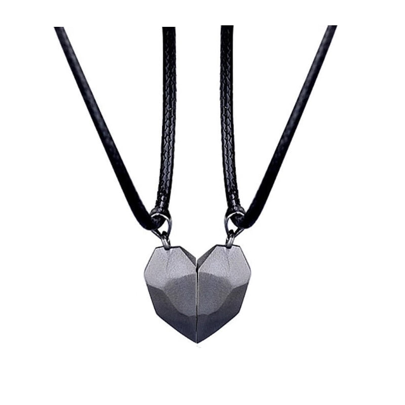 2Pcs/Lot Magnetic Couple Necklace Friendship Heart Pendant Distance Faceted Charm Necklace Women Valentine&#39;s Day Gift 2021 0 DailyAlertDeals 2  