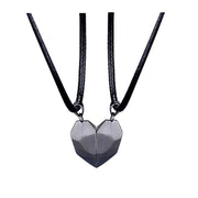2Pcs/Lot Magnetic Couple Necklace Friendship Heart Pendant Distance Faceted Charm Necklace Women Valentine&#39;s Day Gift 2021 0 DailyAlertDeals 2  