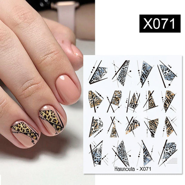 Harunouta Abstract Lady Face Water Decals Fruit Flower Summer Leopard Alphabet Leaves Nail Stickers Water Black Leaf Sliders 0 DailyAlertDeals X071  