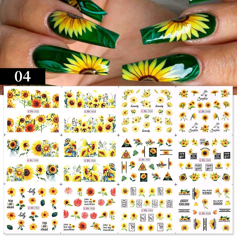 12 Designs Nail Stickers Set Mixed Floral Geometric Nail Art Water Transfer Decals Sliders Flower Leaves Manicures Decoration 0 DailyAlertDeals A49  