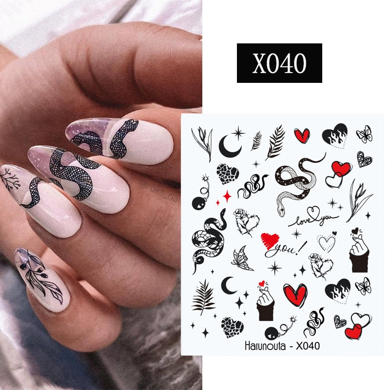 Harunouta Butterfly Flower Design Leaves Nail Water Decals Color Wave Geometric Line Charms Sliders Decoration Tips For Nail Art 0 DailyAlertDeals X040  