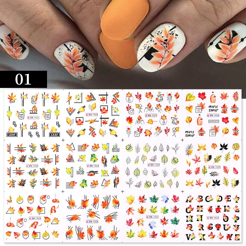 12 Designs Nail Stickers Set Mixed Floral Geometric Nail Art Water Transfer Decals Sliders Flower Leaves Manicures Decoration 0 DailyAlertDeals C01  