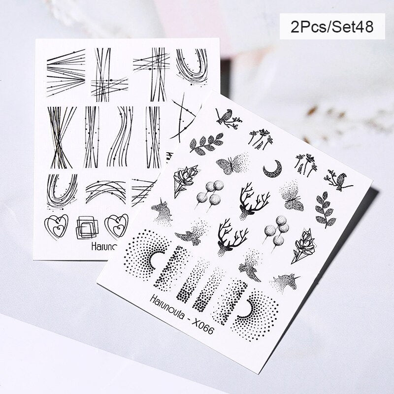 Harunouta Abstract Lady Face Water Decals Fruit Flower Summer Leopard Alphabet Leaves Nail Stickers Water Black Leaf Sliders Nail Stickers DailyAlertDeals 2pcs-48  