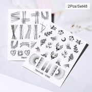 Harunouta Abstract Lady Face Water Decals Fruit Flower Summer Leopard Alphabet Leaves Nail Stickers Water Black Leaf Sliders 0 DailyAlertDeals 2pcs-48  