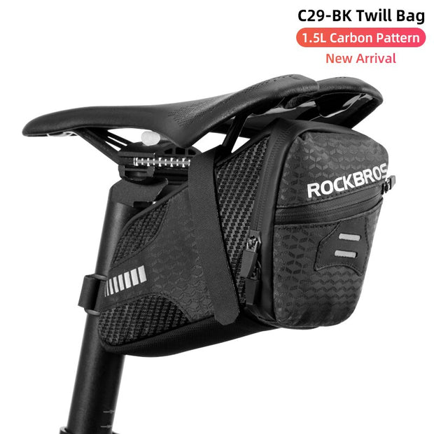 ROCKBROS1.7L Bicycle Bag Waterproof Rear Large Capatity Quick Release Seatpost Shockproof Double Zipper Rear Bag Accessories 0 DailyAlertDeals C29-BK 1.5L Poland 