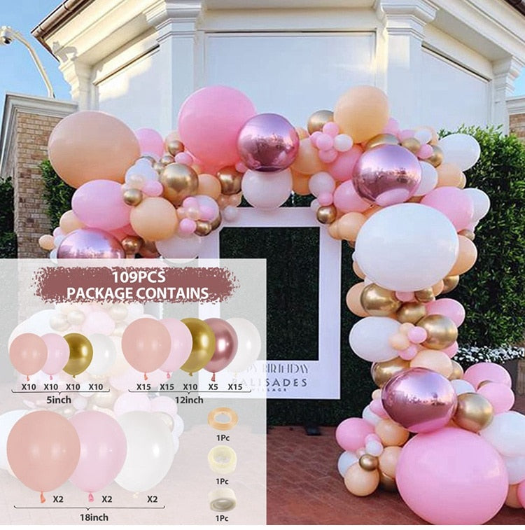 Pink Balloon Garland Arch Kit Birthday Party Decorations Kids Birthday Foil White Gold Balloon Wedding Decor Baby Shower Globos Balloons Set for Birthday Parties DailyAlertDeals 33 AS SHOWN 