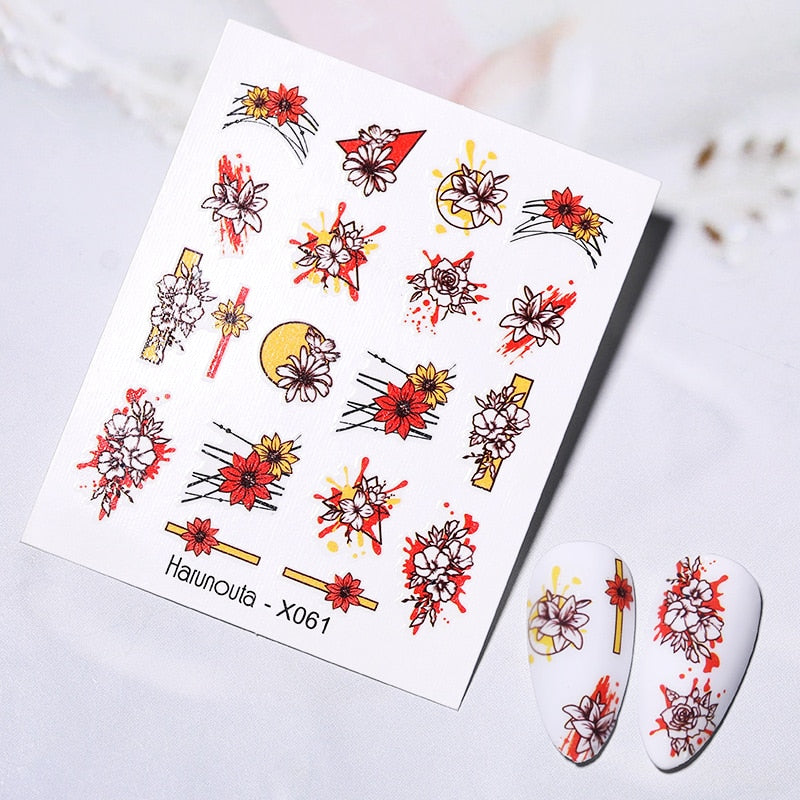 Harunouta Abstract Lady Face Water Decals Fruit Flower Summer Leopard Alphabet Leaves Nail Stickers Water Black Leaf Sliders 0 DailyAlertDeals X061  