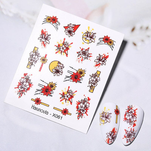 Harunouta Abstract Lady Face Water Decals Fruit Flower Summer Leopard Alphabet Leaves Nail Stickers Water Black Leaf Sliders Nail Stickers DailyAlertDeals X061  